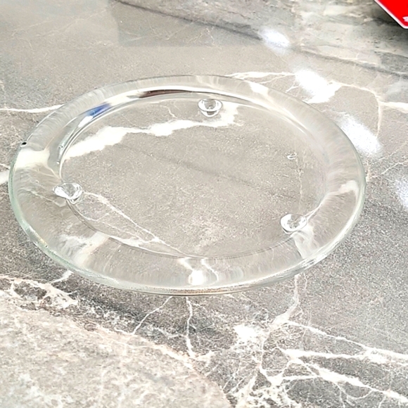 CLEAR GLASS CANDLE HOLDER PLATE - Picture 1 of 3